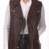 Femme Milpau Gilet Cuir | Milpau Agathe Marron