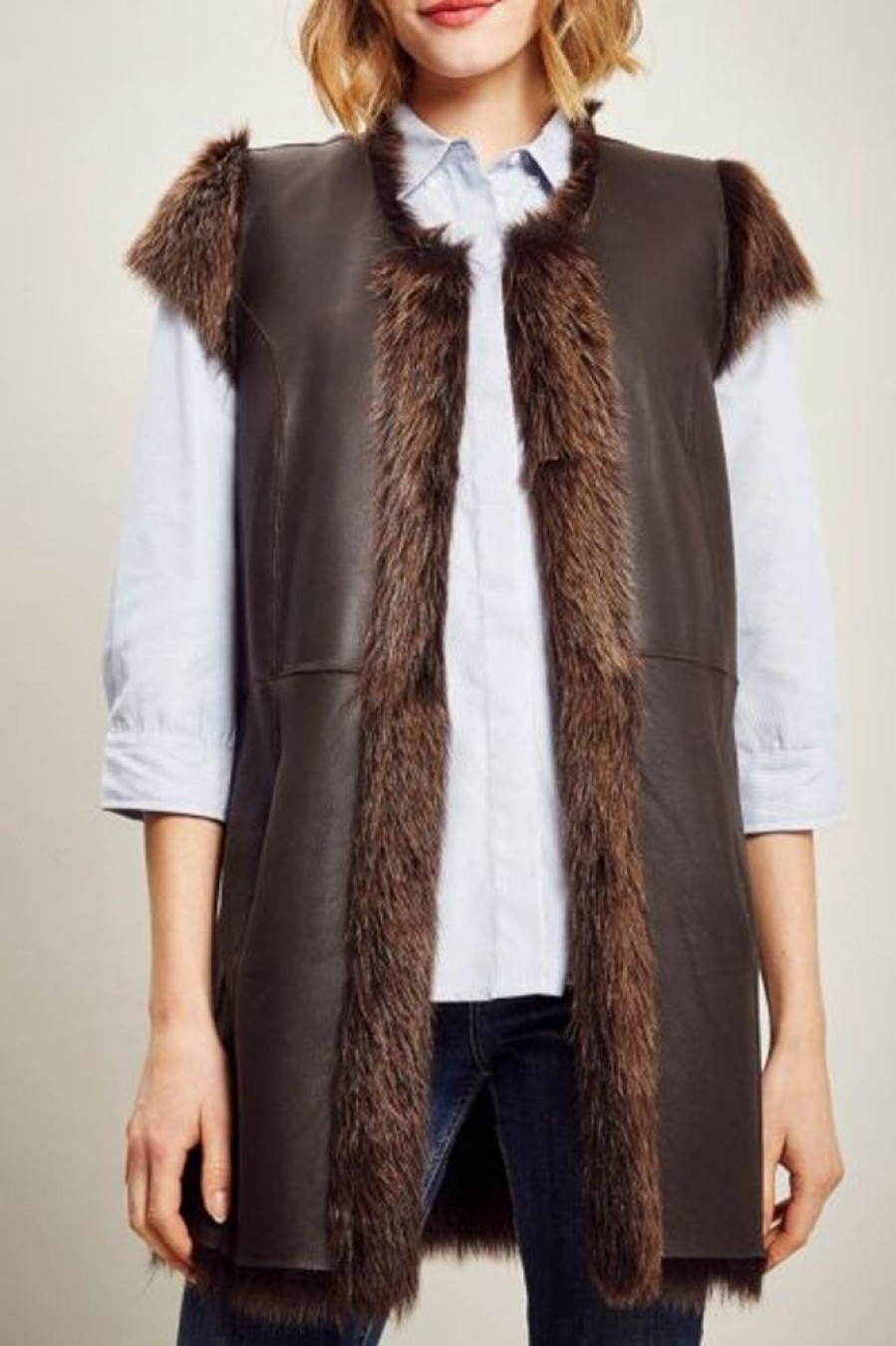 Femme Giorgio Gilet / Poncho | Giorgio Bonita Marron