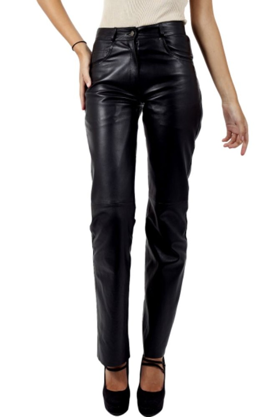 Femme Giorgio Pantalon Cuir | Giorgio 501F Waxy Noir