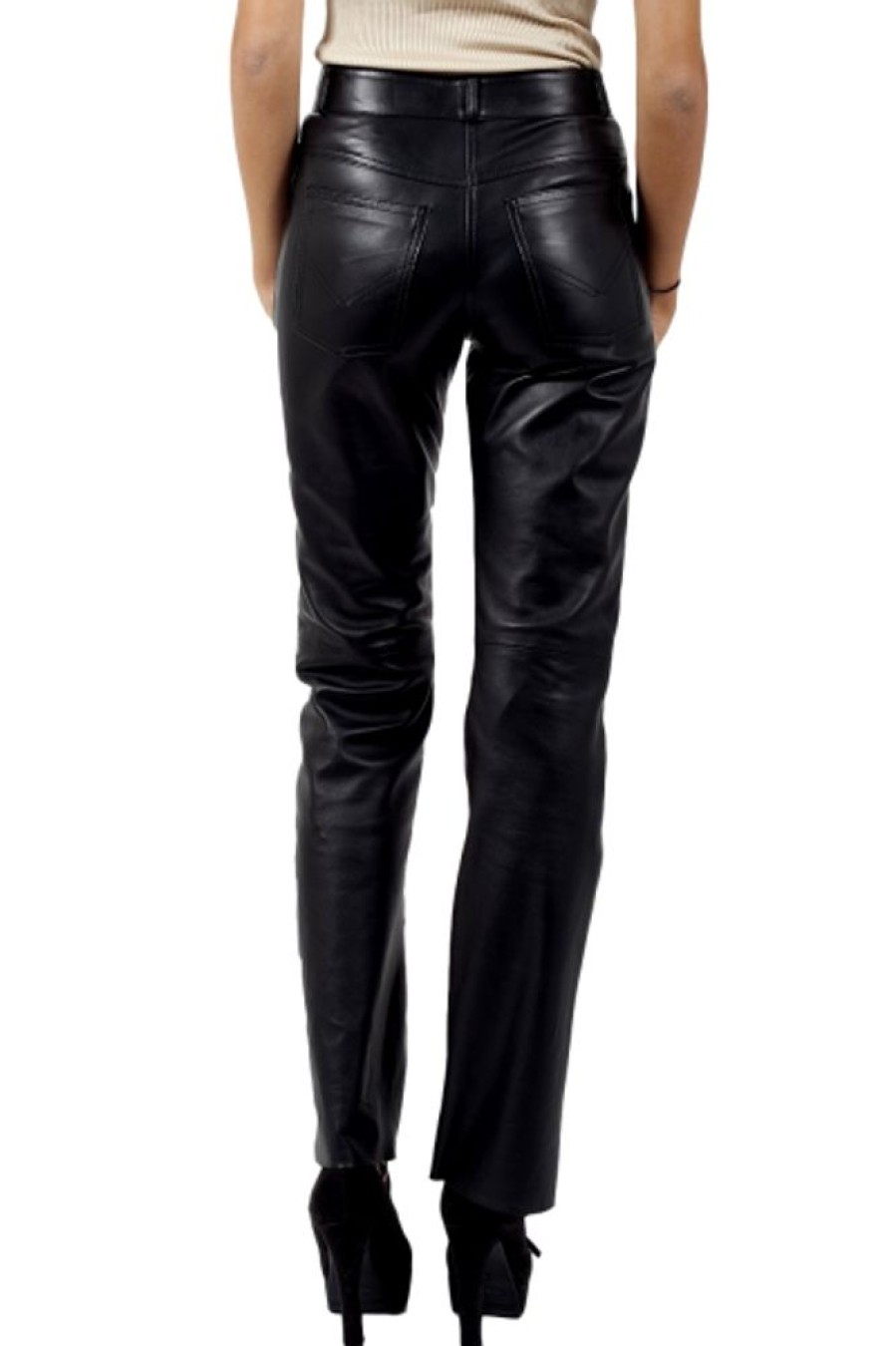 Femme Giorgio Pantalon Cuir | Giorgio 501F Waxy Noir