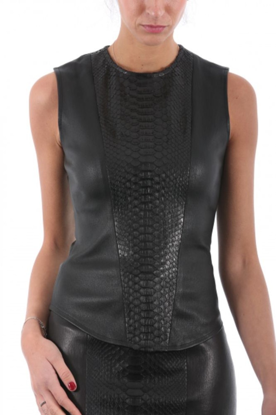 Femme Giorgio Gilet Cuir | Giorgio Zita Python Noir