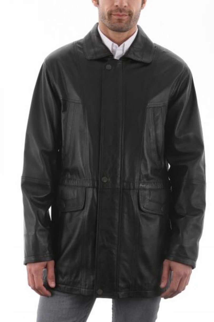 Homme Milpau | Veste En Cuir Georges Noir