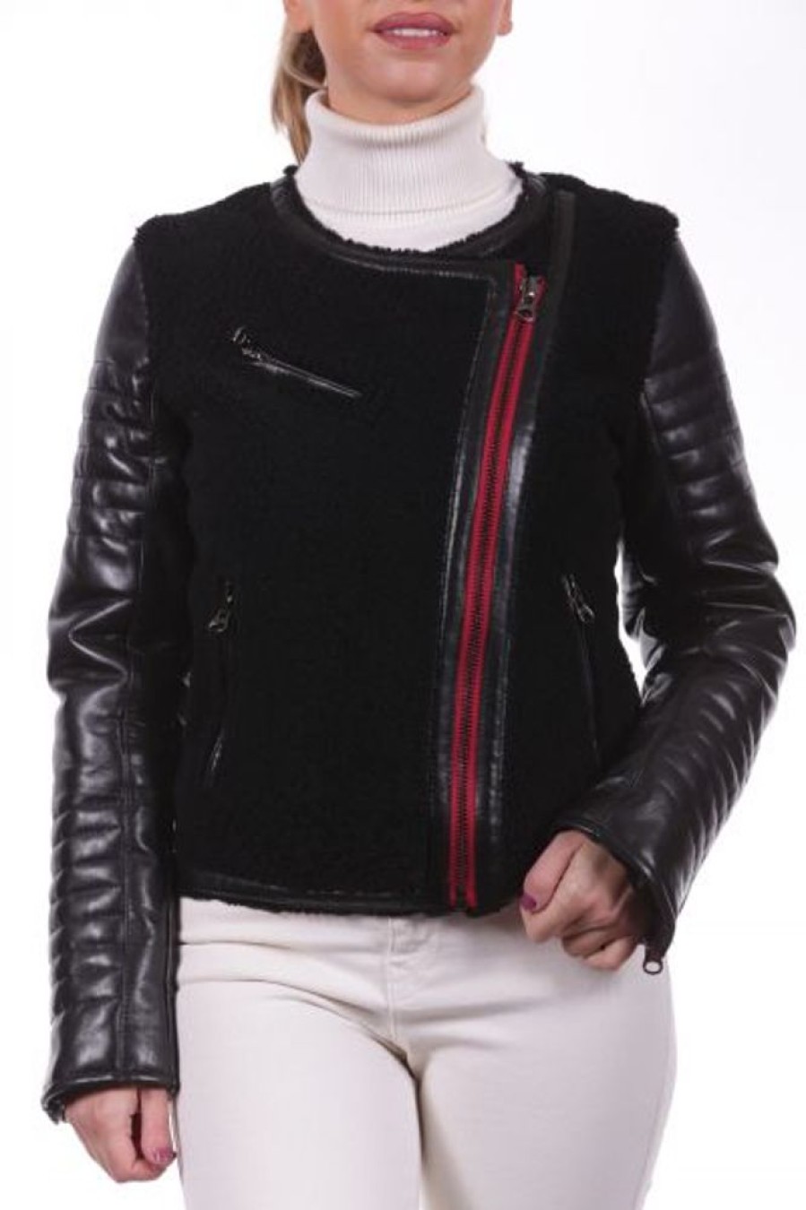 Femme Giorgio Blouson | Giorgio Megane Noir/Rouge