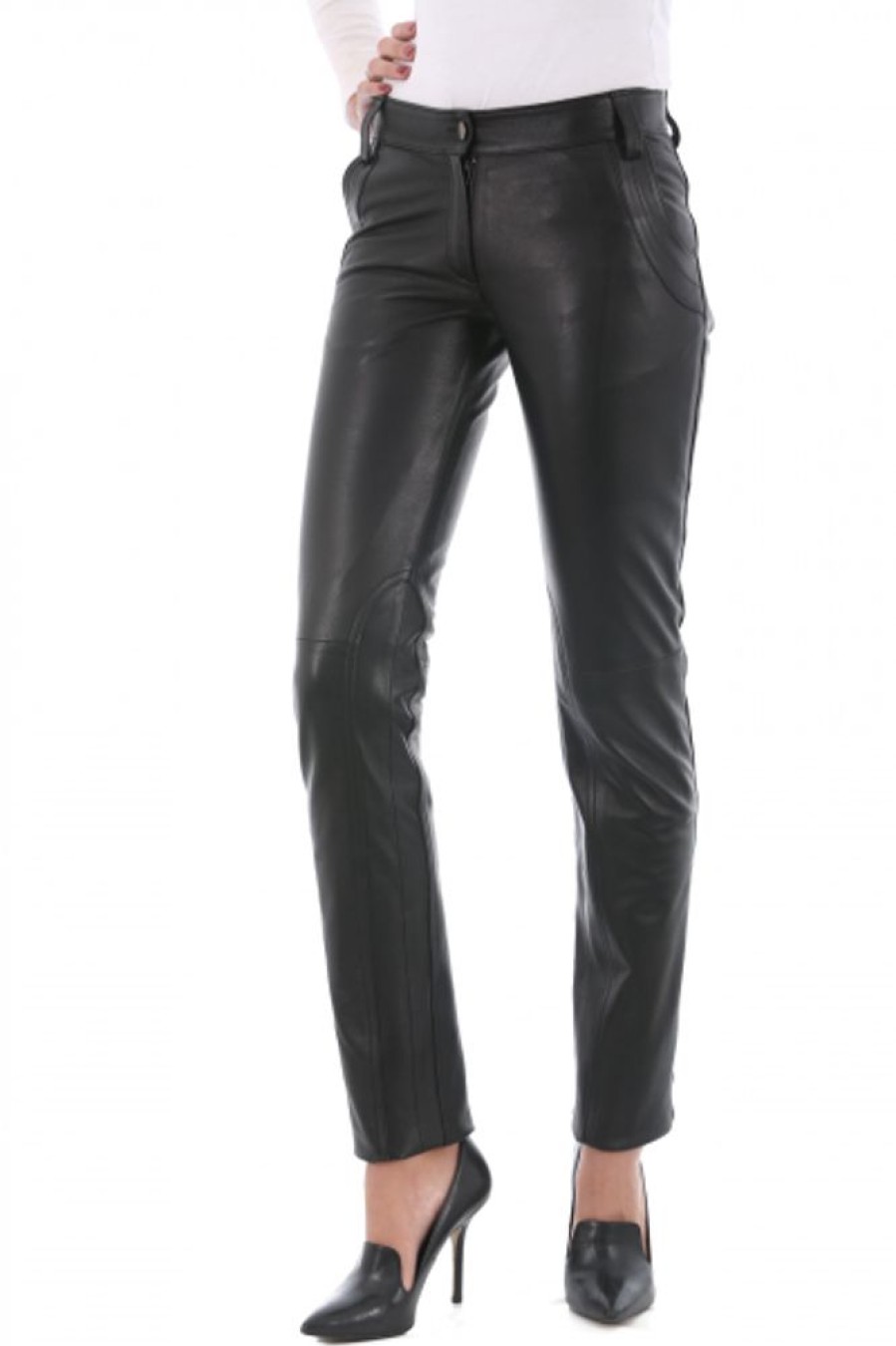 Femme Giorgio Pantalon Cuir | Giorgio Valery Noir