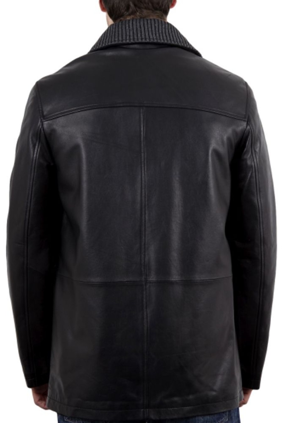 Homme Intuition | Intuition Veste En Cuir 19 Noir