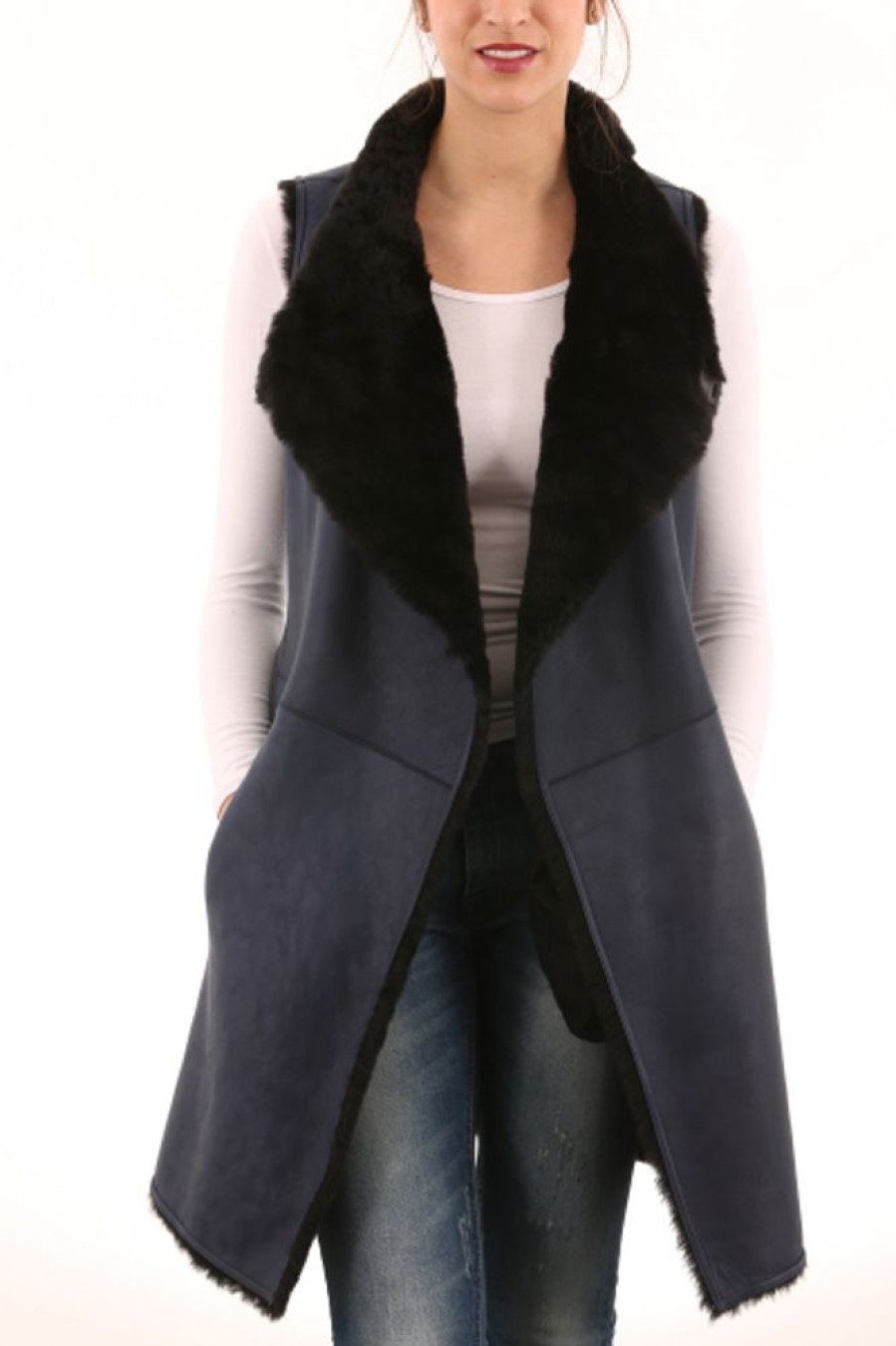 Femme Vespucci Gilet / Poncho | Vespucci Kk-30572 Marine