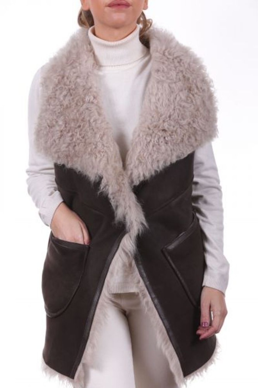 Femme Giorgio Gilet / Poncho | Giorgio Zia Marron