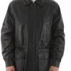 Homme Milpau | Veste En Cuir Jean-Michel Noir