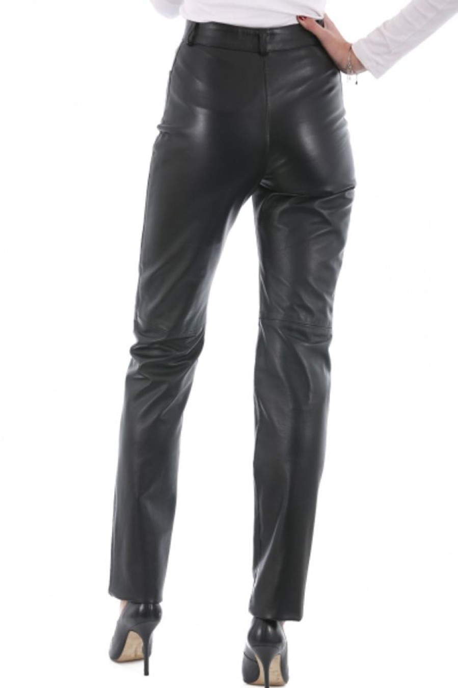 Femme Giorgio Pantalon Cuir | Giorgio Agnes Noir