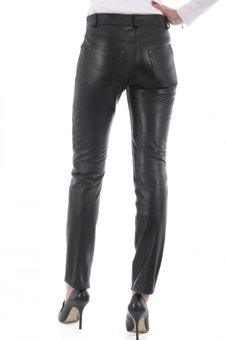 Femme Giorgio Pantalon Cuir | Giorgio Slim 501 Noir