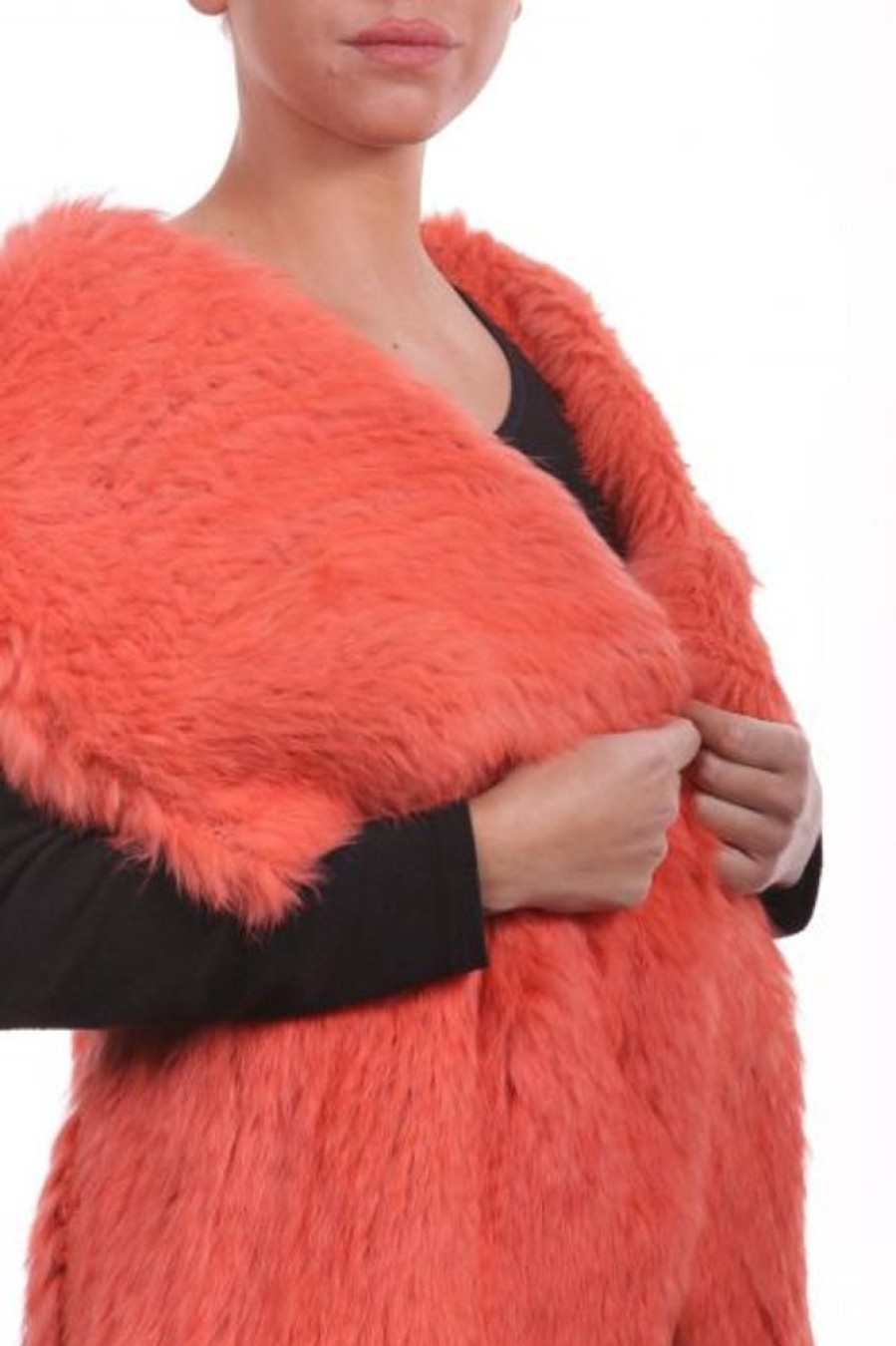 Femme Milpau Gilet / Poncho | Milpau Coralie Orange